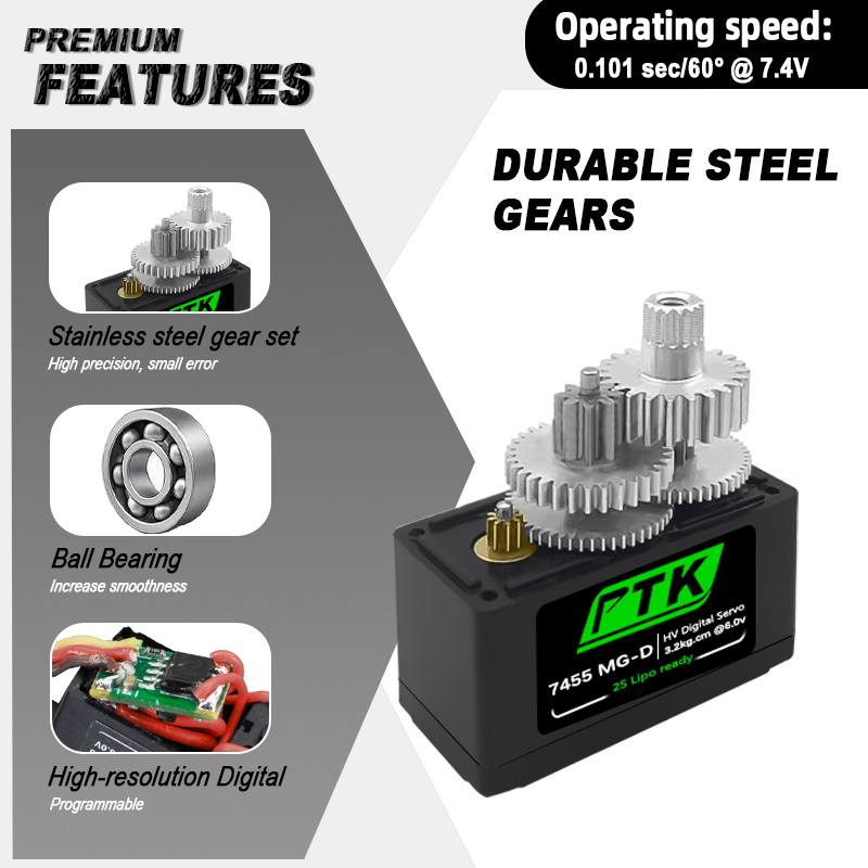PTK 7455MG-D servo 12g Digital - Rc Car Servo 评论和价格
